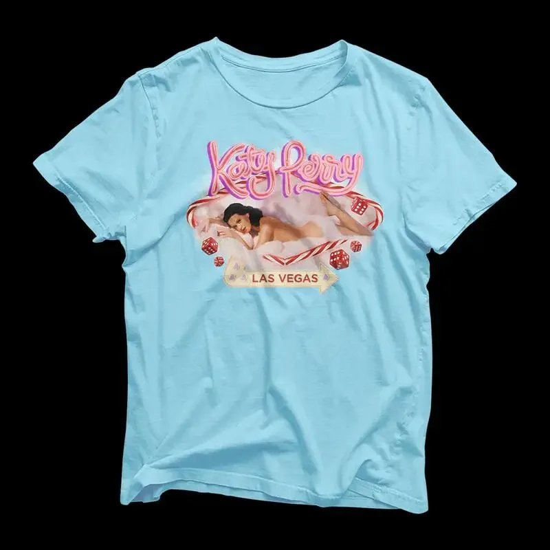 2025 جديد حار الصيف كاتي بيري الطرفية نفس تي شيرت الشارع ريترو ستايل الرجال النساء الصيف القطن الإناث بلوزات عالية الجودة