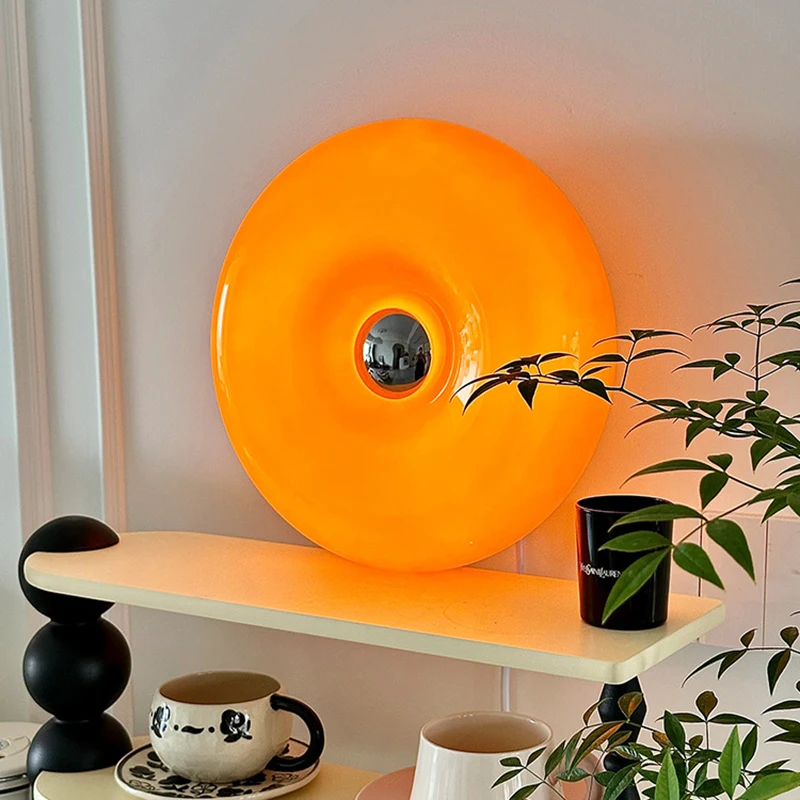 toque escurecimento donut lampadas de parede vidro laranja luz criativo quente quarto cabeceira sala luzes de parede interior decor lamp 01