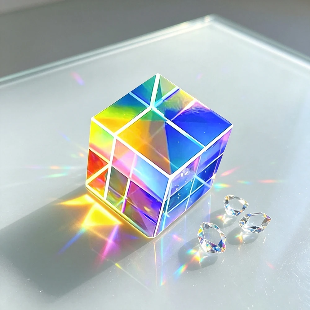 20mm Science Magic Prism Cube Color Cube Prism Light Catcher Hexahedral Crystal Magic Cmy Cube Educational Toy Home Decoration