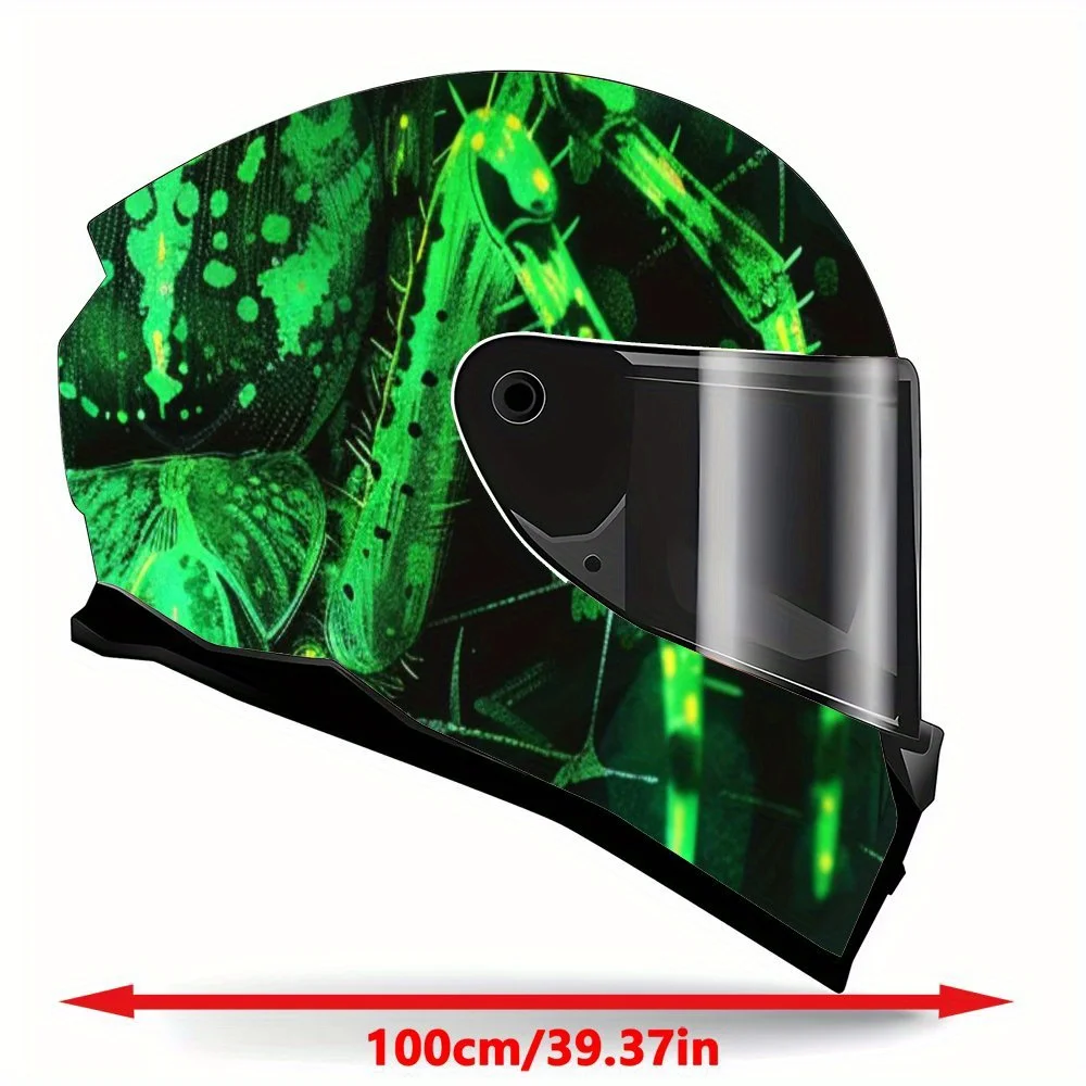 Cyberpunk Sci - Fi Green Spider Print Full Helmet Wrap Sticker Motorcycle Helmet Racing Graphic Decal Vinyl Wrap Helmet Decorati