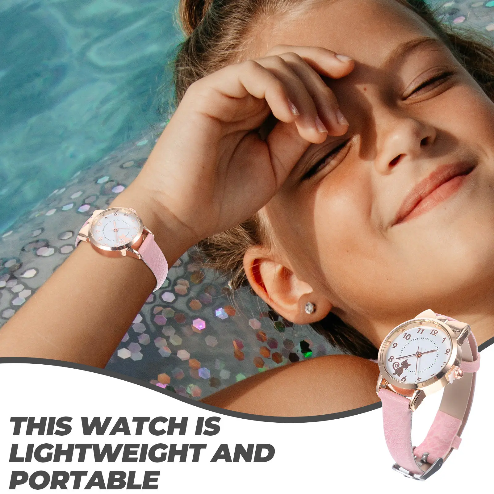 1Pcs Children Wrist Watch Cartoon Style PU Band Quartz Analog Watch for Girls Casual Daily Wearing Party School Gift