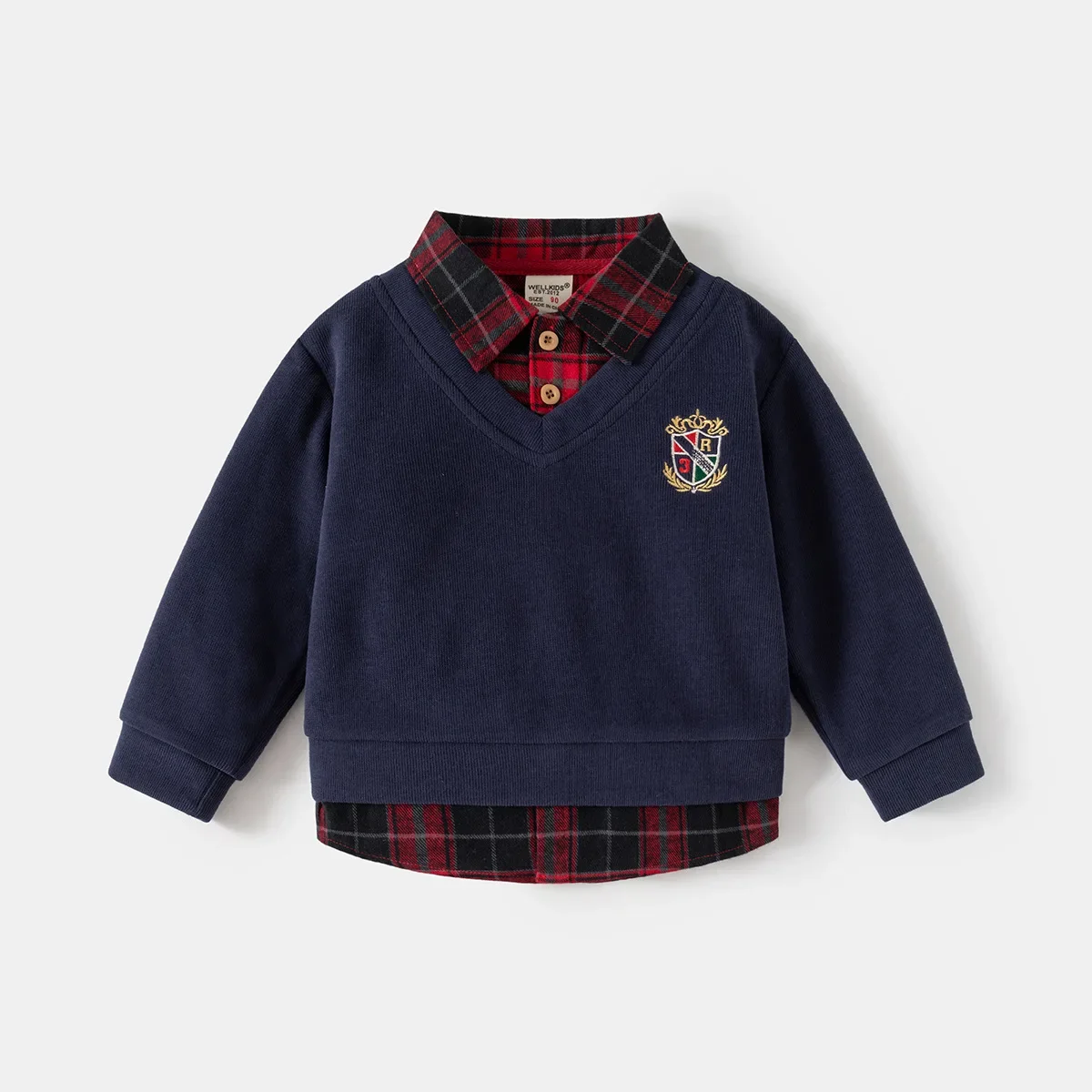 MILANCEL New Autumn Kids Hoodie 2-6T Handsome Patchwork Boys Pullover Preppy Style Grid Thin Loose Children Clothes Tops