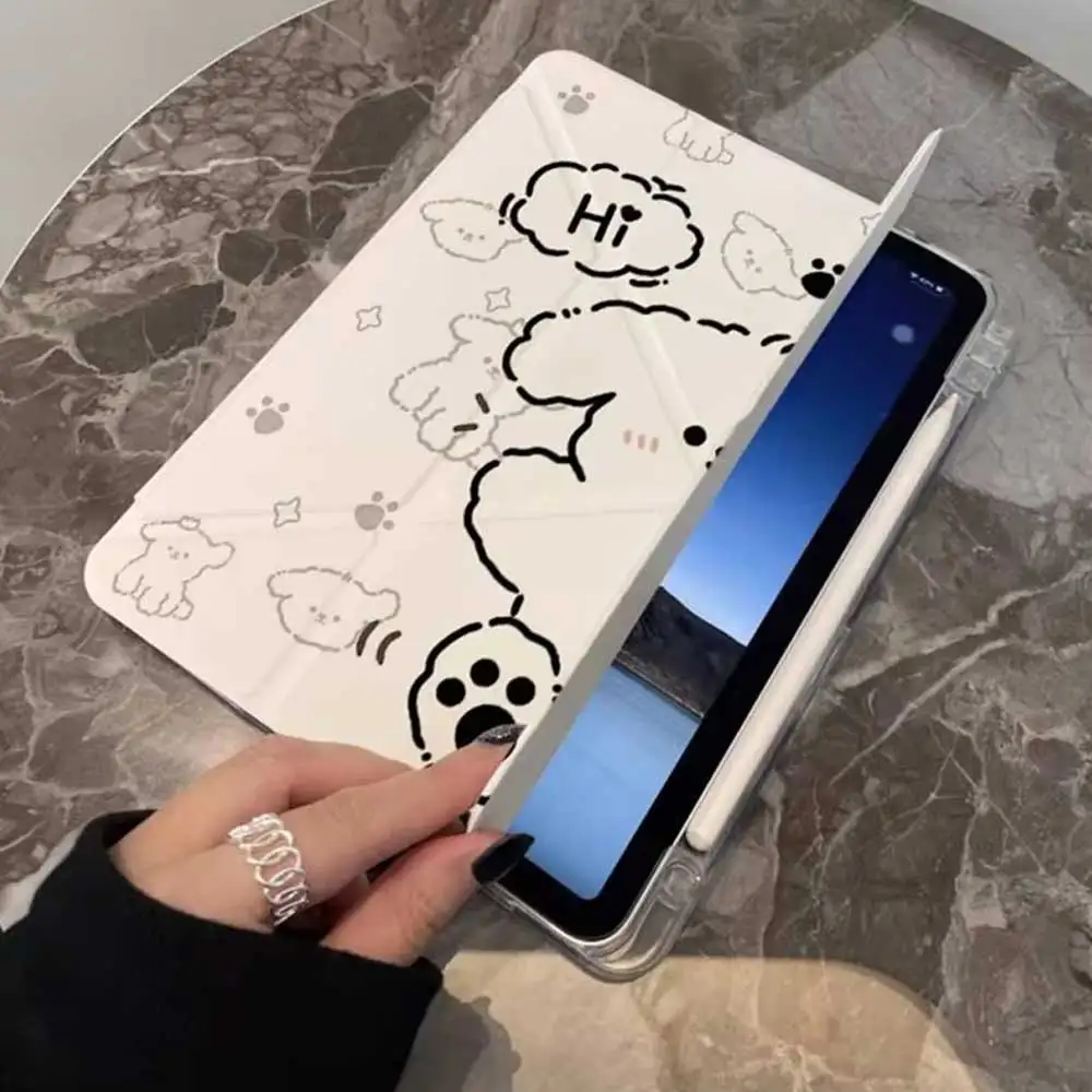 3+Y-fold For iPad 10th Gen Track Clear Cover for Air 4 5 6 10.9in 11in 13in For Air 12/13 9.7 Pro 11 12.9 13 Mini 6 7 Case