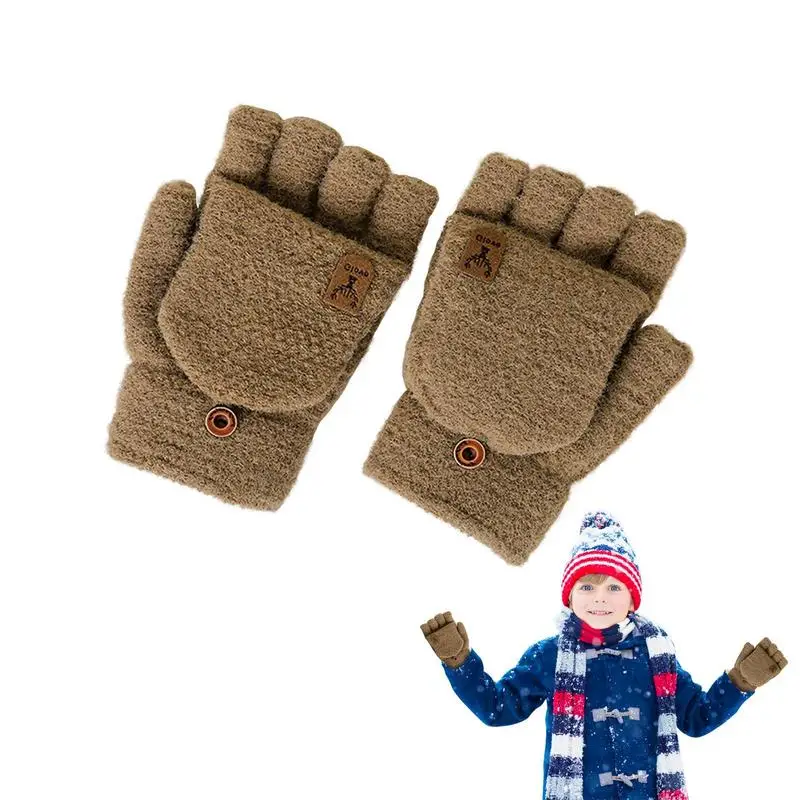 2-15 Years Winter Kids Warm Gloves Children Knitted Stretch Mittens Boy Hand Wrist Warmer Fingerless Children Winter Gloves