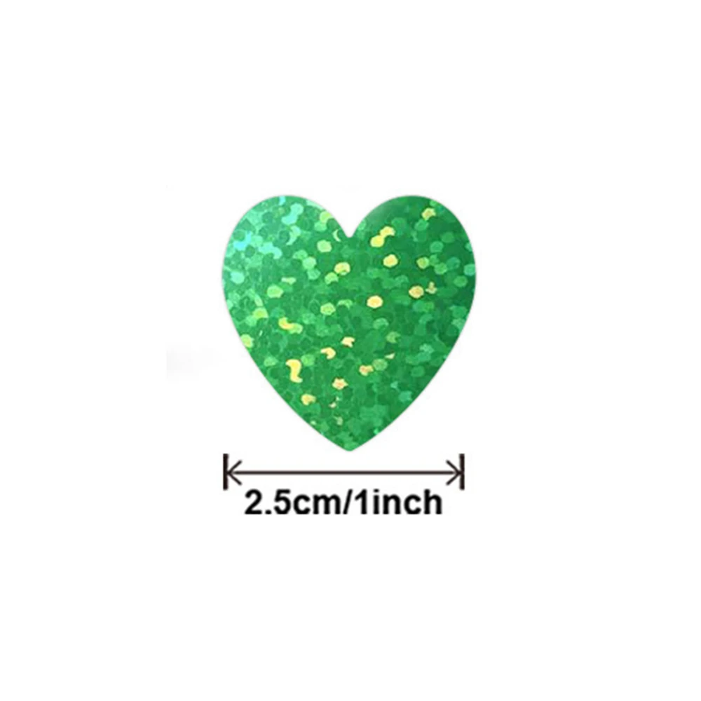 500pcs/roll Glitter Heart-shaped Stickers For School Teacher Reward Sticker Party Gift Decor Business Labels Stationery Stickers