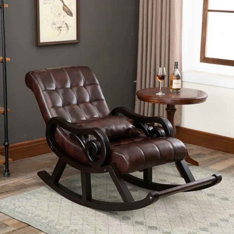 Rocking recliner lazy chair solid wood rocking chair recliner back  reinforcement leisure rocking chair elderly  balco