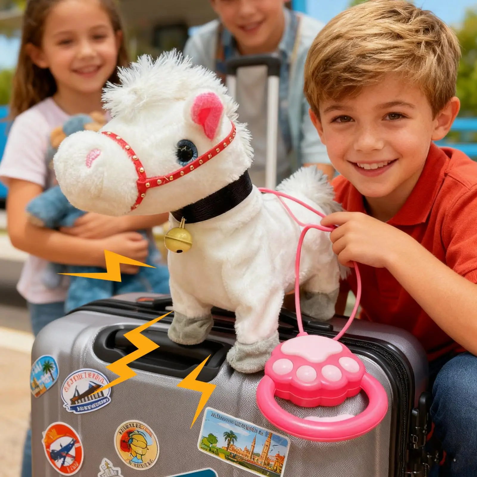 لغرفة النوم، لعبة إلكترونية، حبل من الرصاص على شكل حصان، لعبة كهربائية واقعية للأطفال، حصان المشي للمراهقين في مرحلة ما قبل المدرسة فوق 3 سنوات #2