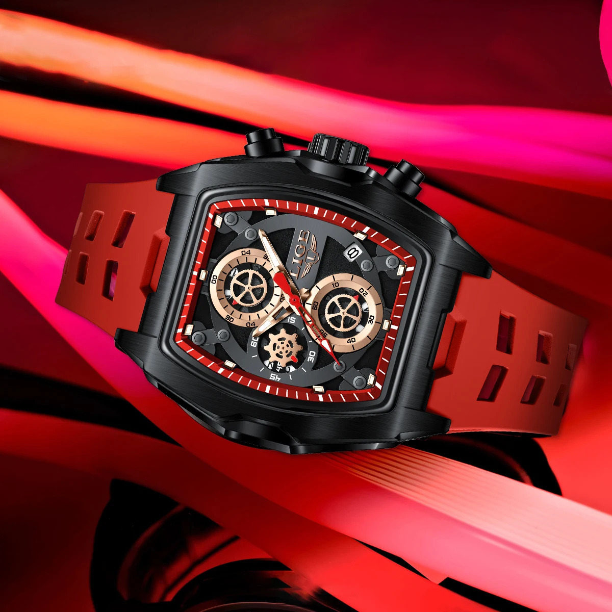 LIGE Outdoor Quartz Men's Watches Luxury Casual Sports Fashion Clock Silicone Strap Waterproof Luminous Man Watch Montres Hommes