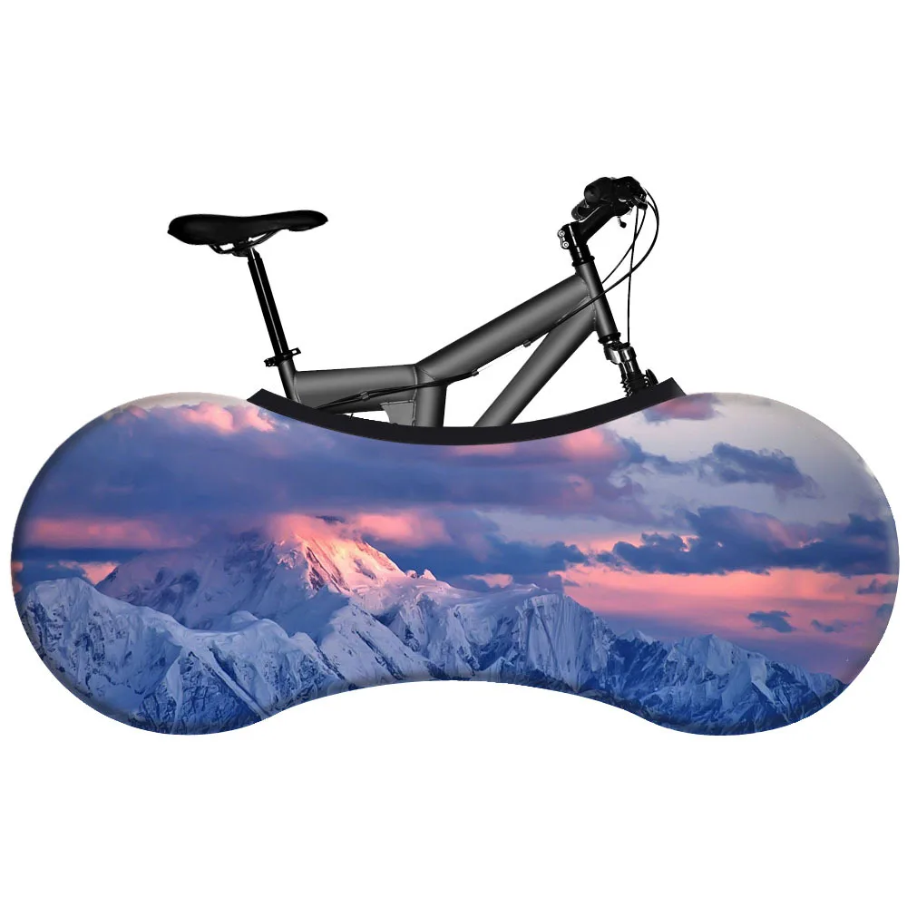 Beautiful Natural Landscape Bike Cover Indoor Bicycle Wheel Cover Dust-proof Storage Bag High Elastic Fabric Bike Protector