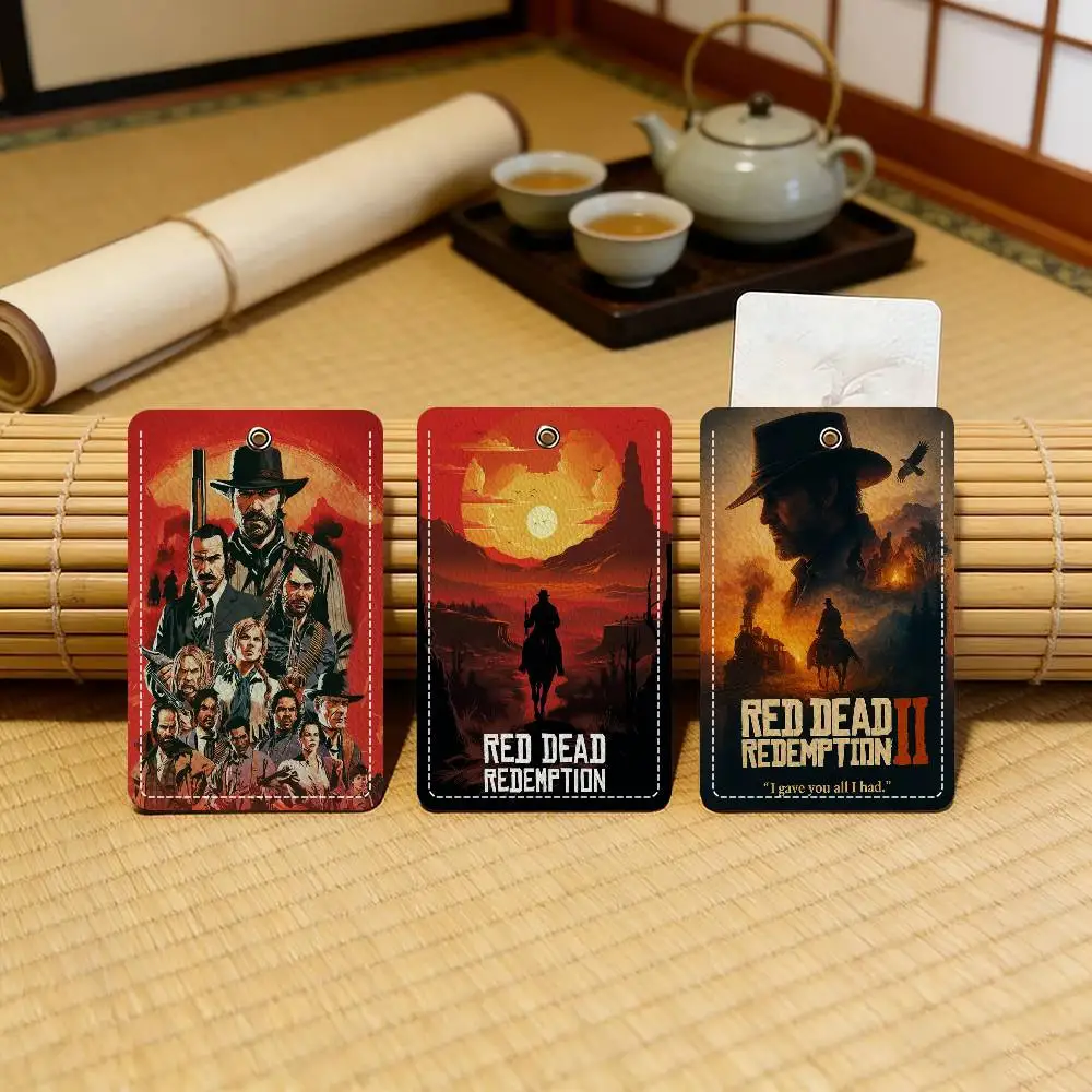 

Кожаный брелок-держатель для карт Game TV-Red-Dead-Redemption 2: премиальный, устойчивый к царапинам чехол для проездных билетов