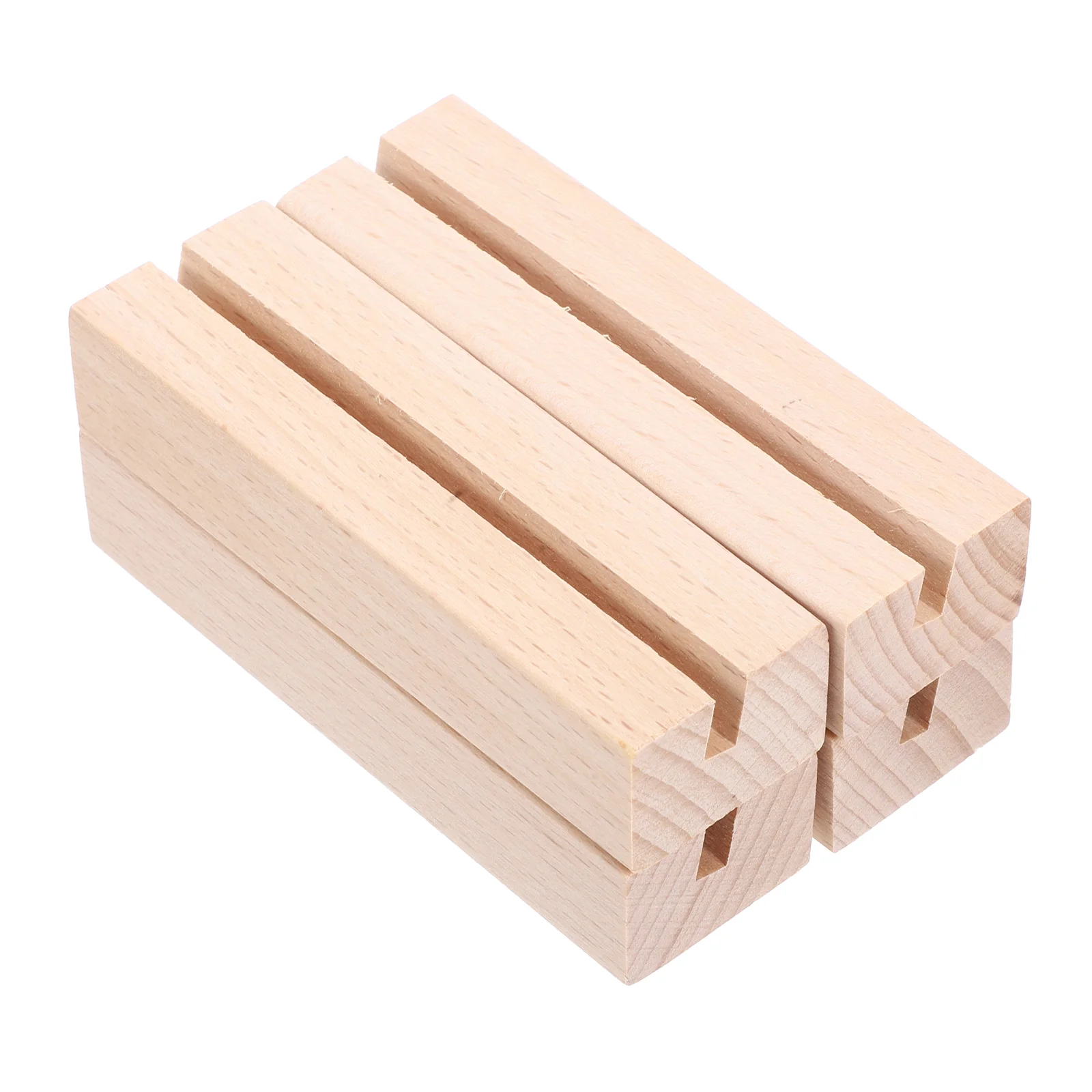 

4 Pcs Photo Wooden Base Table Number Holders Desk Calendar Greeting Card Display Stand Stands Beige Picture for