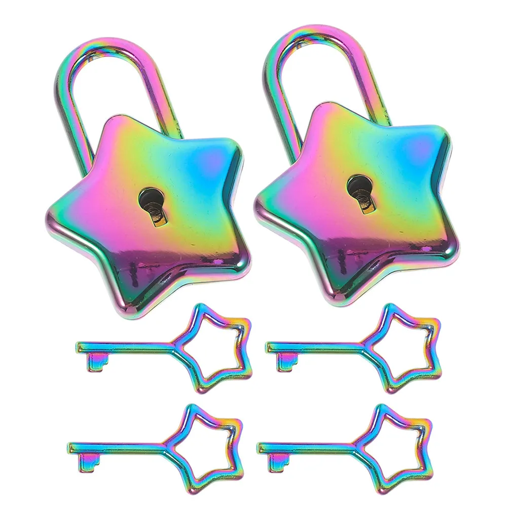 2Pcs Star Padlock Mini Key Lock Cute Decorative Security Lock for Diary Notebook Jewelry Box Backpack Suitcase Drawer