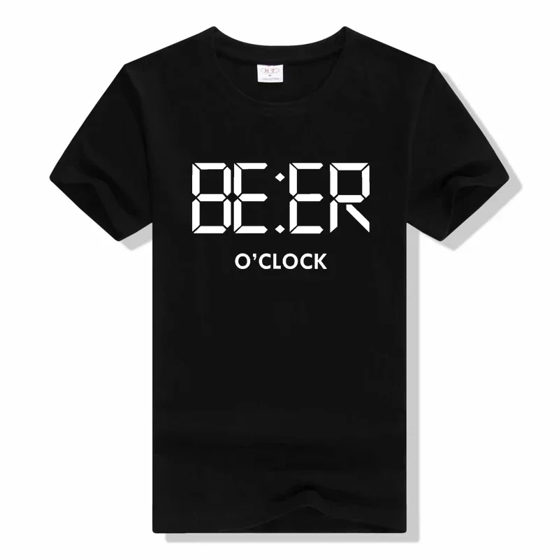 cotton funny BEER OCLOCK men t shirt summer cool funny men t shirt male o-neck t-shirt mens tee shir