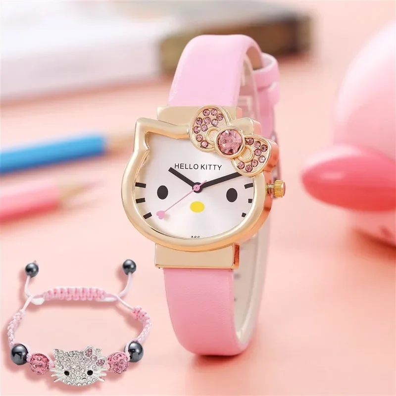 Heiß verkaufen neue Sanrio niedlich Hallo Kitty Kinder Uhr Student Cartoon Uhr Mädchen Quarz Uhr kreative Geburtstags geschenke