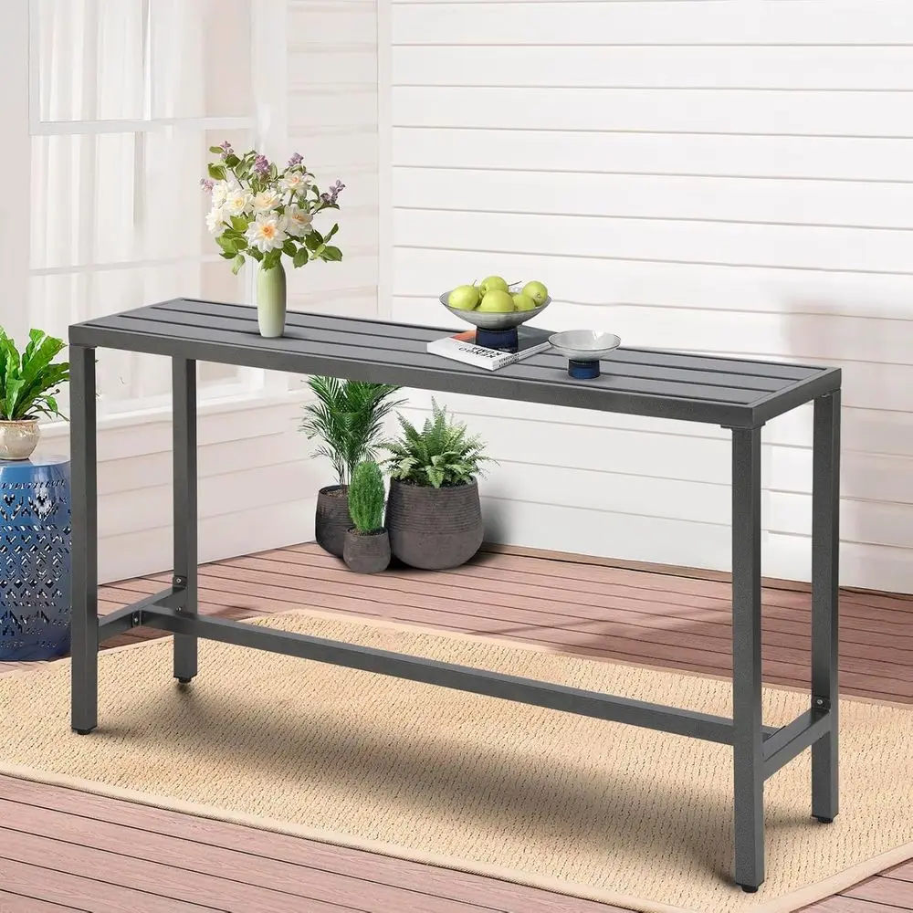 

Gray Outdoor Patio Counter Height Table, 63 for Garden, Yard, Balcony, Poolside