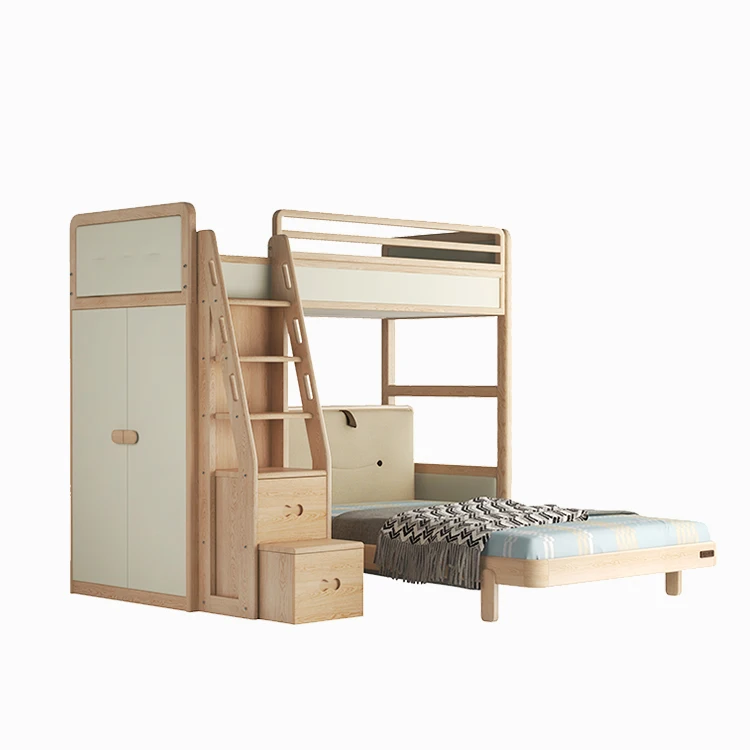 *Kids Twin Loft Double Bunk Bed with Storage Versatile for Bedroom School Apartment Use