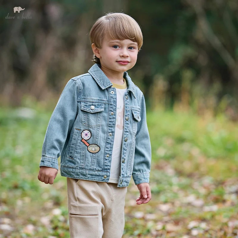 

Dave Bella Boys' Hoodie Denim Blue Jacket Loose Jeans Coat Kids Jeans Boys Coat Clothes for Spring Autumn DB1250994