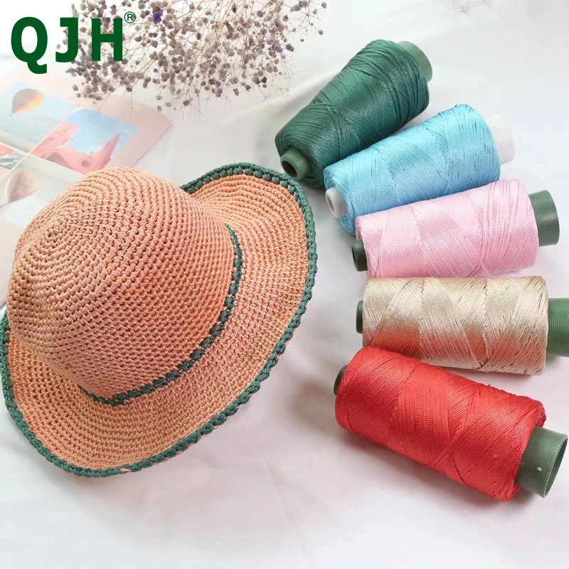 

QJH New Cotton Linen Ice Silk Yarn, Handmade DIY Knitted Hat, Crochet Summer Hat Thread Knitted Wool Yarn, Length About 275 m