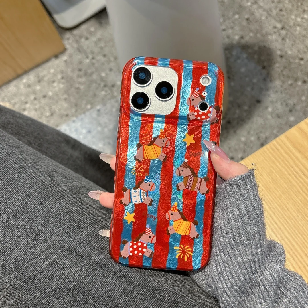 

Vortex Pattern IND Lovely stripe little baby horse Pattern Phone Case for iPhone 13 14 15 16 17 Pro Max Cover