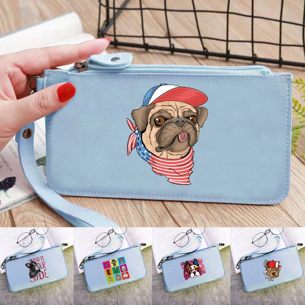 

Long Money Clip Storage Wallet New Fashion Pocketbook Bank Card Storage Dog Printing Series Multi-Function Credit Case Bag