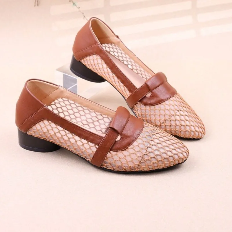 المرأة حذا فردي للسيدات عصرية عادية أشار تو كعب منخفض مسطح تنفس شبكة عدم الانزلاق حذا فردي للسيدات 2025 حذاء مسطح شعبي #4