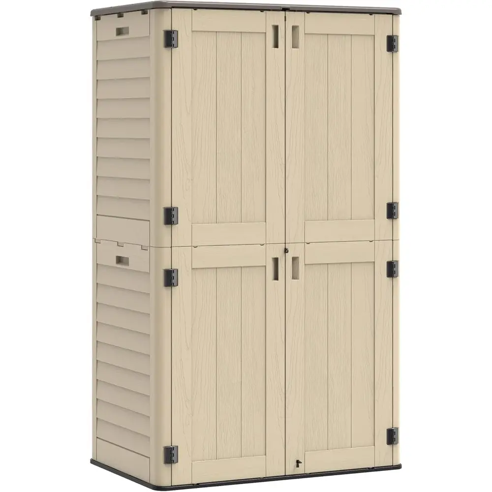 

Weatherproof 60 Cu.ft Resin Outdoor Storage Cabinet with Lockable Door, Ideal for Patio, Garden, and Garage (Khaki)