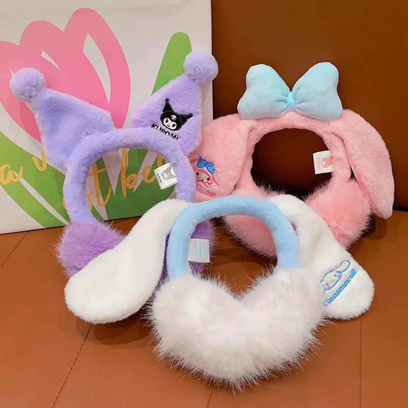 Miniso 어린이 귀마개 Sanrio 소년과 소녀를위한 새로운 스타일 플러시 따뜻한 겨울 방풍 및 동결 방지 귀와 귀 따뜻한