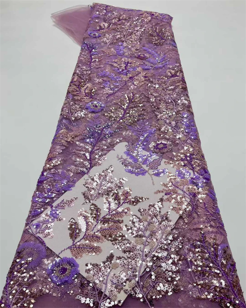 

African 3D Flower Lace Fabric, Embroidered Applique, Nigerian Fabric for Sewing, Dubai Sequins Tulle Dresses