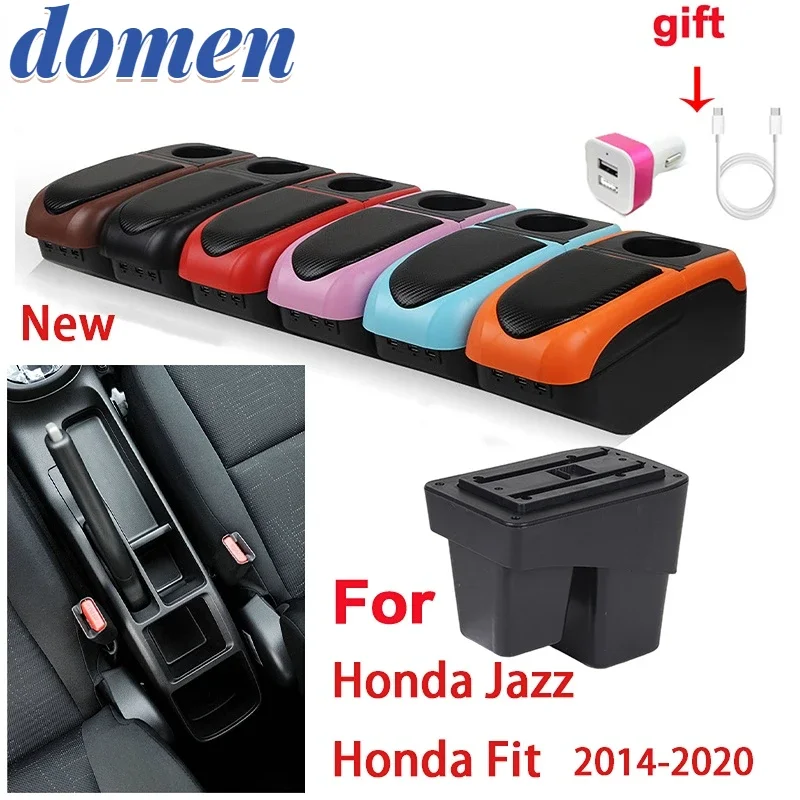 For Honda Jazz Armrest Box 2014 2015 2016 2017 2018 2019 2020 For Honda Fit Jazz 3 Car Armrest Armrest Storage box usb cup