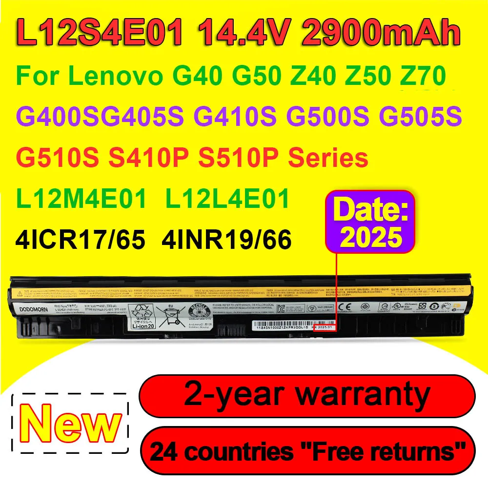 

L12S4E01 Laptop Battery For Lenovo G40 G50 Z40 Z50 G400S G500S G510S G410S G405S G505S S410P S510P L12M4E01 L12L4E01 2900mAh