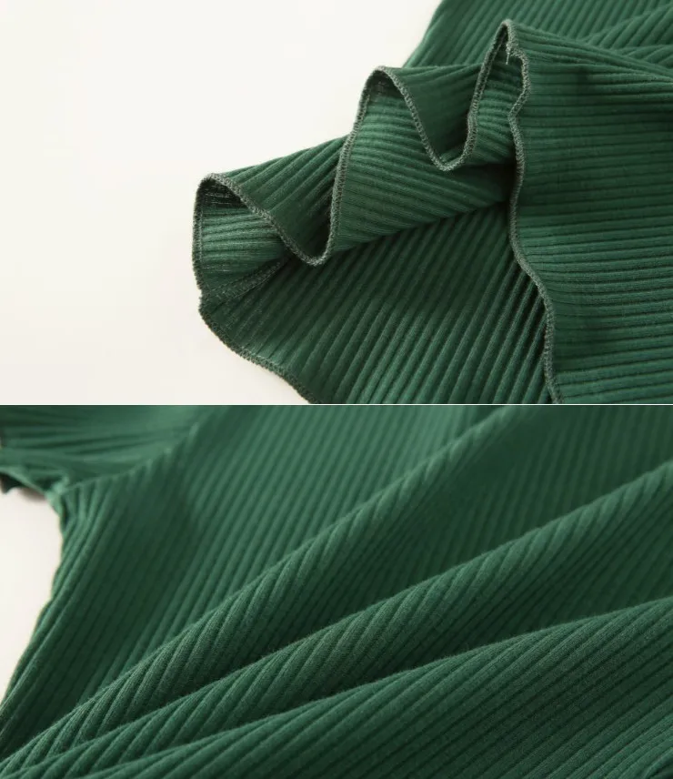 Green One-Shoulder Knitted Short-Sleeve T-Shirt Performance Costume Top for Women Spring 2026 Stage Outfit Casual Wear