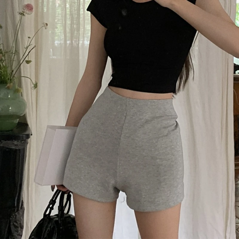 Solid Color Sports Casual Shorts Women 2024 New Summer Versatile High-waisted Straight Leg Korean Style Daily Short Pants Female