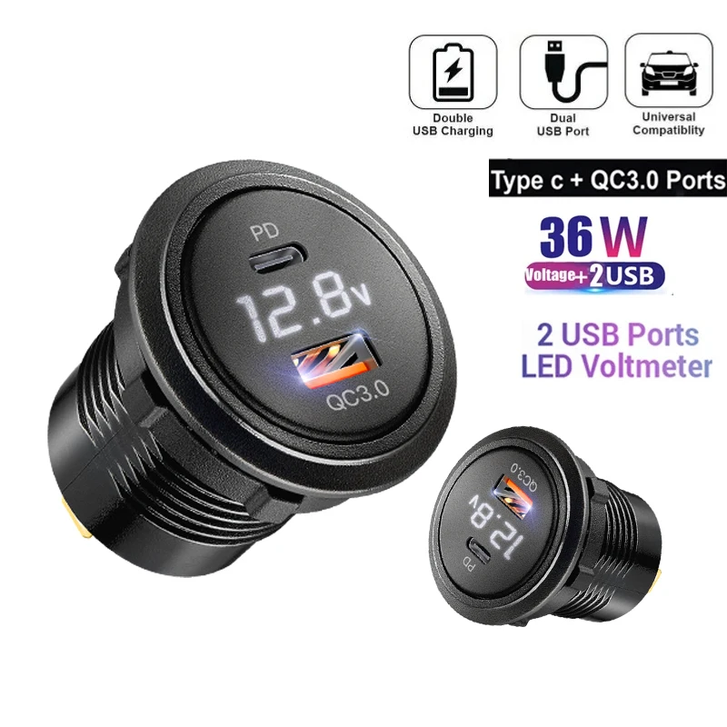 

12v usb socket with voltmeter usb c fast charge car charger for bmw e46 bmw e61 e60 bmw f30 bmw f10 f20 e39 e90 e91 bmw x3 e83