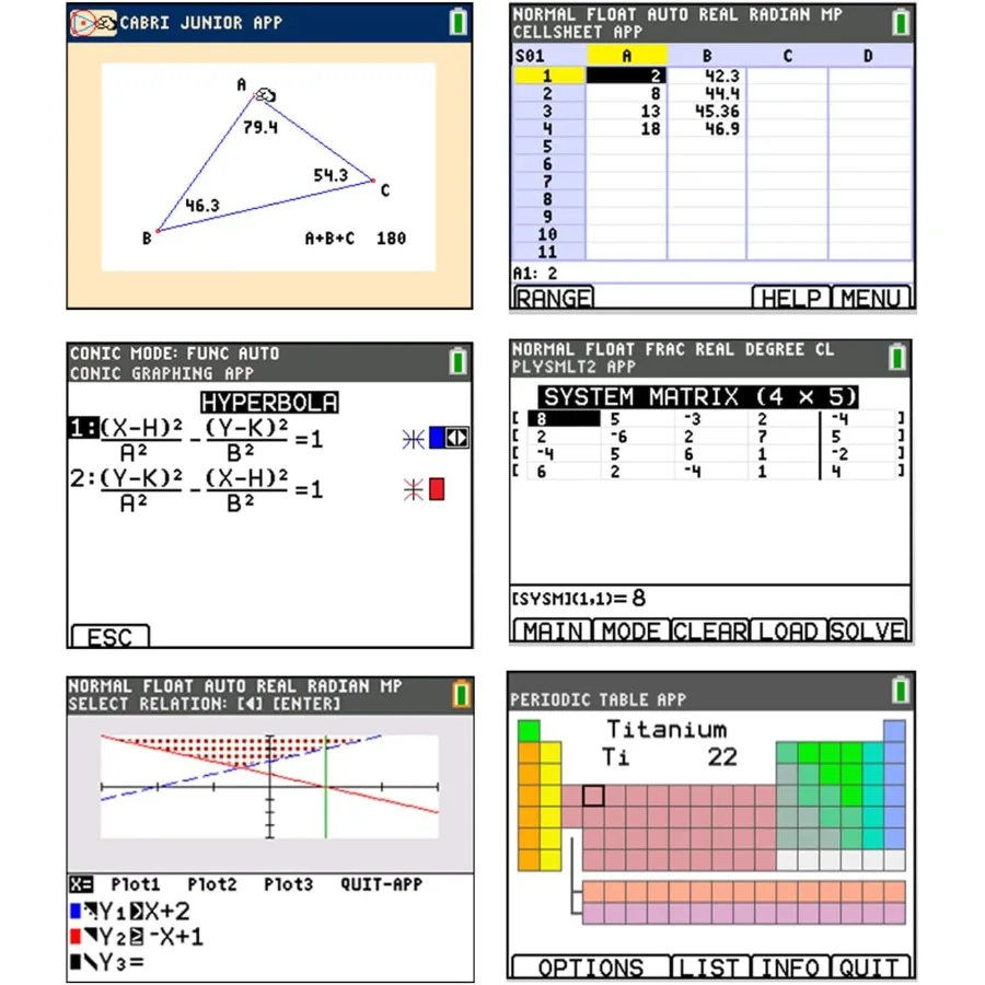 آلة حاسبة الرسوم البيانية Texas Instruments TI84 Plus CE باللون الأسود مع تطبيقات مدمجة بشاشة ملونة متضمنة اختبار البرامج