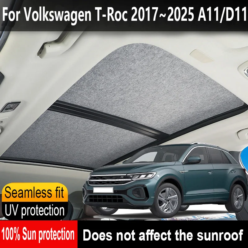 

Car Sunroof Insulation Roof Visor For Volkswagen T-Roc A11 D11 2017~2025 Anti-UV Electrostatic Adsorption Sky Curtain Sunshade