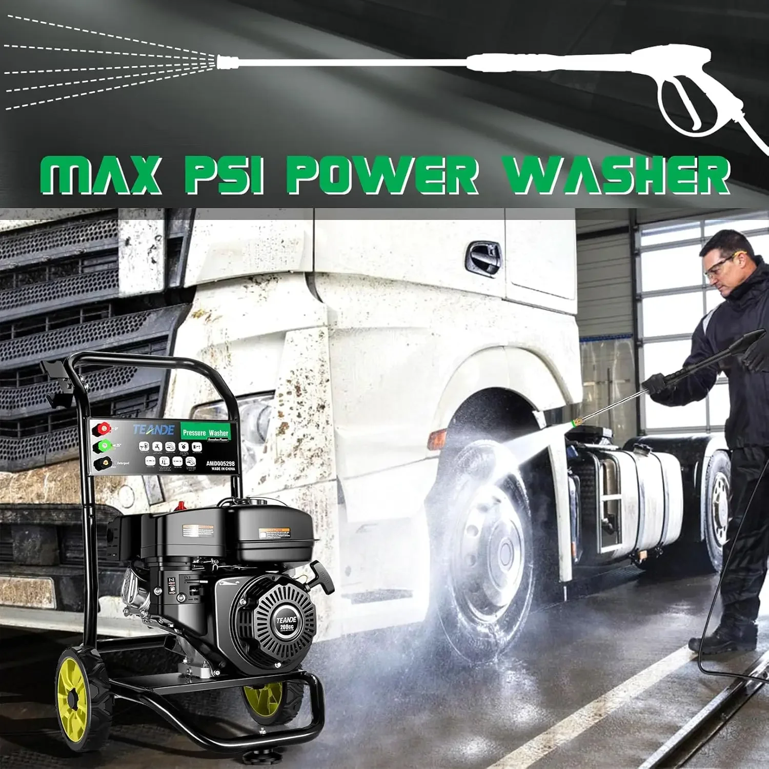 4200 Gas Pressure Washer 4000PSI Gas Power Washer 2.6GPM 7.0HP Engine Heavy Duty Power Washer Gas Powered with 209CC