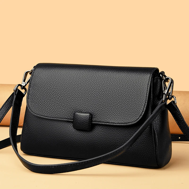 

100% Genuine Leather Women Shoulder Crossbody Bag 2024 Fashion Women's Tote Bag Solid Color Cowhide Handbag Female Messenger Sac