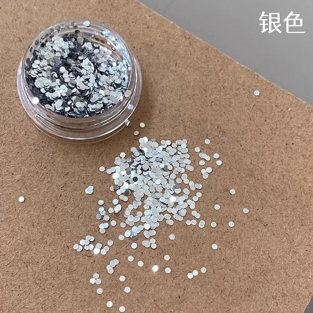 6 زجاجات من زينة الأظافر اللامعة المستديرة مقاس 1 مم، أبيض لؤلؤي، ليزر، لون قوس قزح أسود لامع للأظافر #4