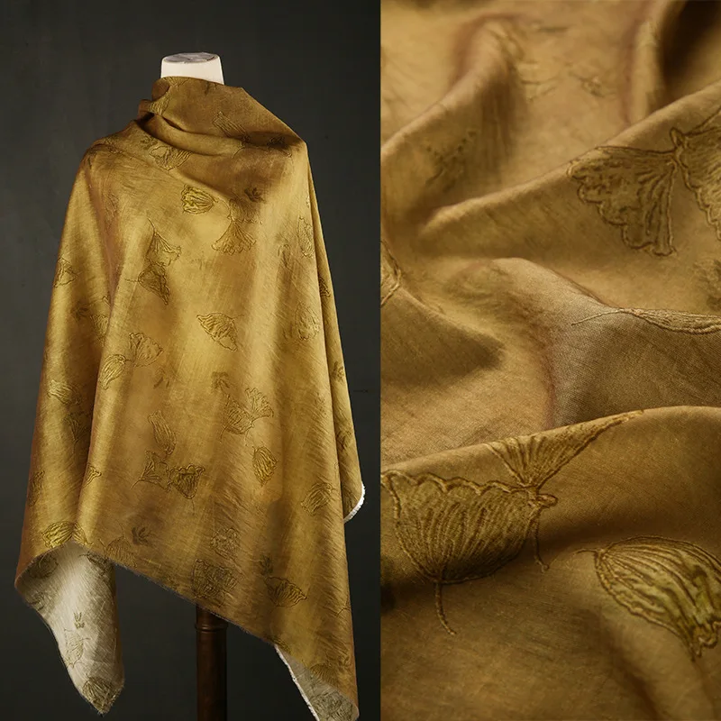 

L100cm X W150cm Linen Lightweight Fabric Print Breathable Summer Hanfu Shirt Qipao Chinese Style Dress DIY Home Craft Material