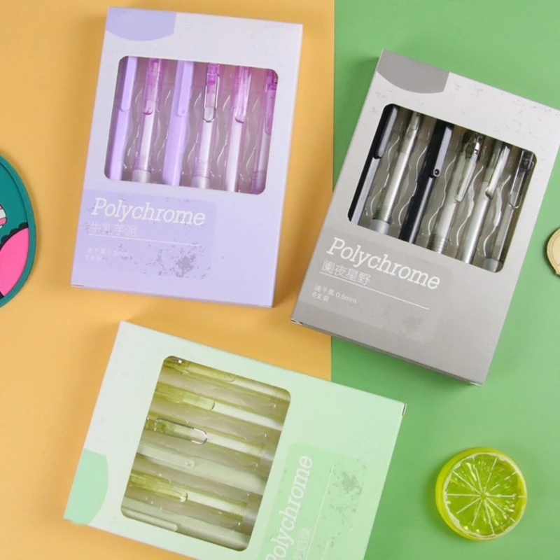 Caneta gel retrátil 6 peças, caneta estética criativa, caneta neutra 0,5 mm