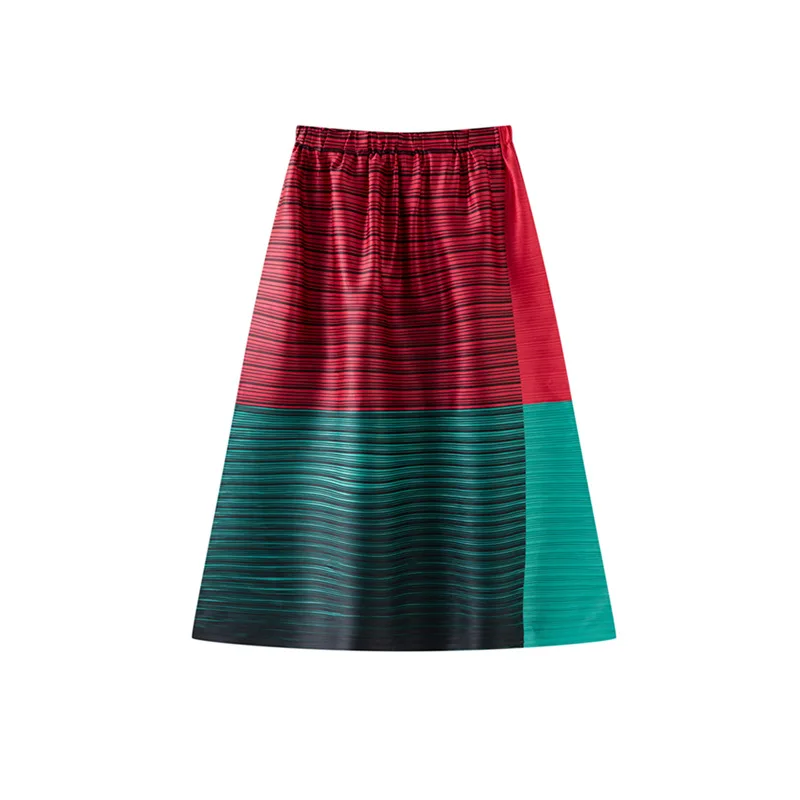 미야케 플리츠 2026 봄 여름 신상 그라데이션 플리츠 디자인 하프바디 스커트 여성 플리츠 페플럼 패션 하프스커트