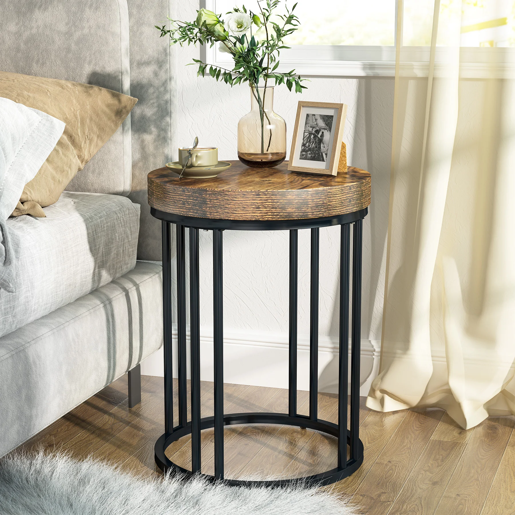 

Tribesigns End Table Modern Round Side Table Small Nightstand Home Furniture