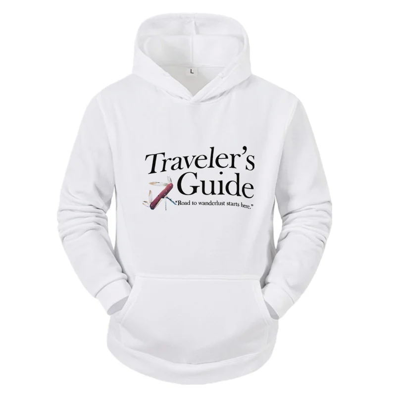 دليل المسافر "Roda to wandcrlust يبدأ هنا" ملابس رياضية رجالية Harajuku عادية الهيب هوب الشارع في الهواء الطلق موضة يومية هوديي #3