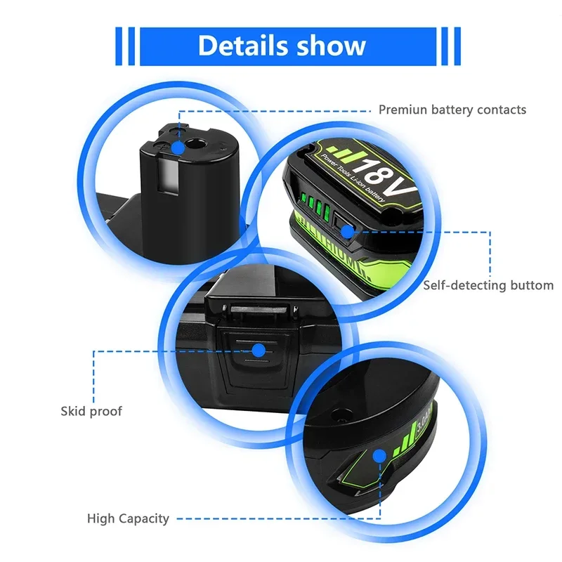 Bonacell-bateria iones litio inalarmrica, pila repuesto 18V, 3000mAh, P107, Ryobi P104, P105, P102, P103, P107, L50