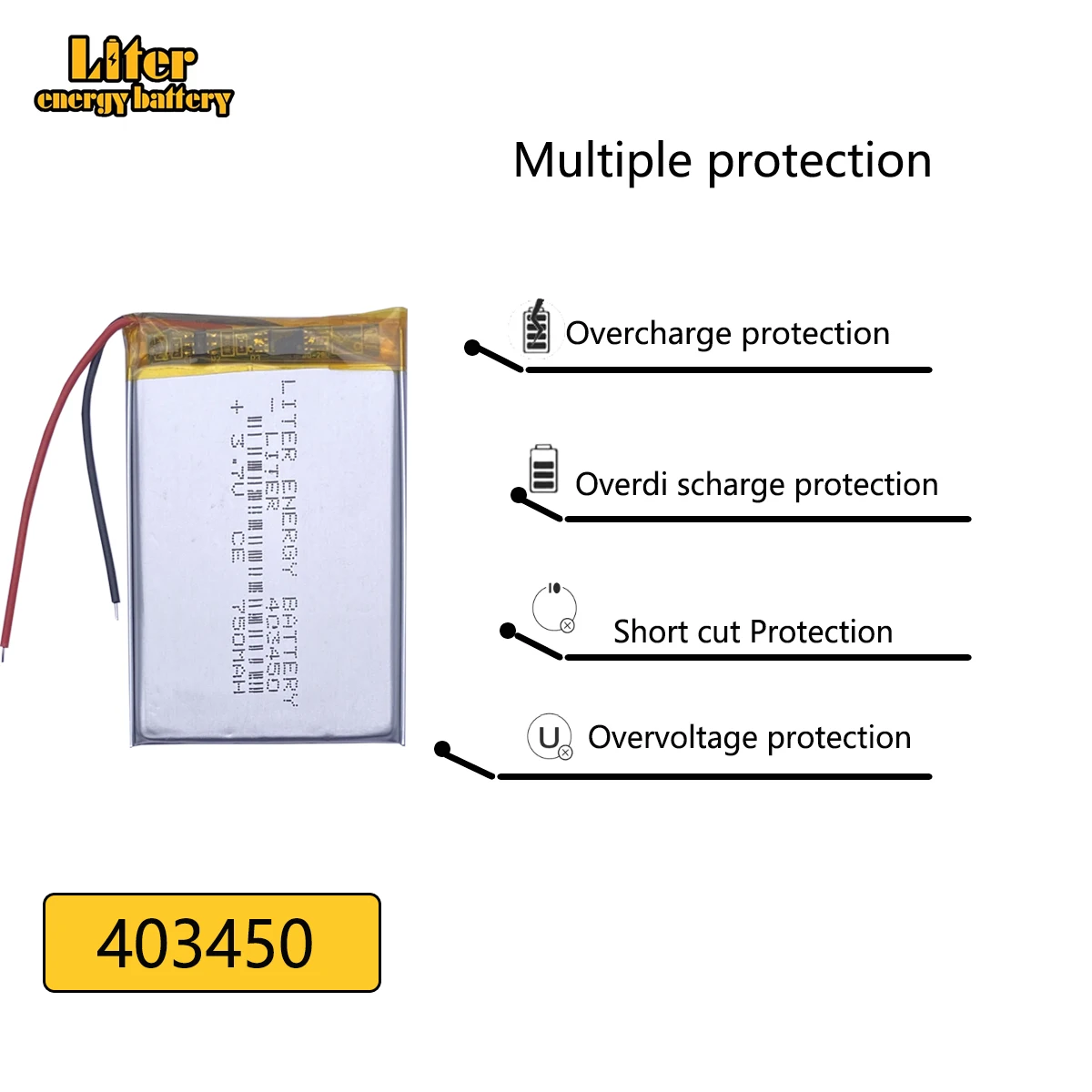 403450 043450 3.7V 750mah Lithium polymer Battery with Protection Board For MP3 MP4 GPS Digital Products