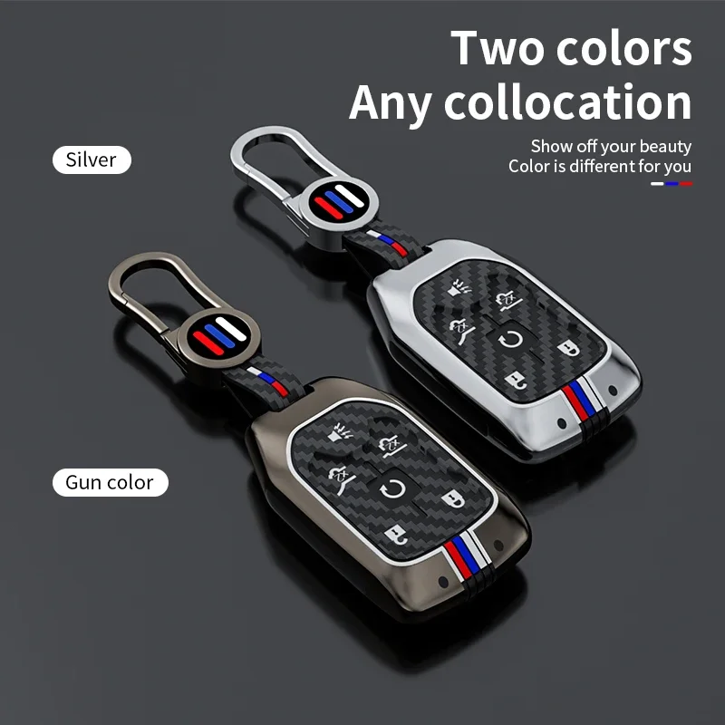 

Car Key Case Cover Holder Keychain for GMC Terrain 2019 for Chevrolet Suburban 2019 5 6 Buttons Car Key Cover Fob Accessories