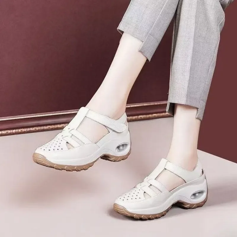 Sandalias de Plataforma con Cuña para Mujer, Zapatos Casuales de Moda Coreana que Aumentan la Estatura, Ideales para Uso Diario y Vacaciones