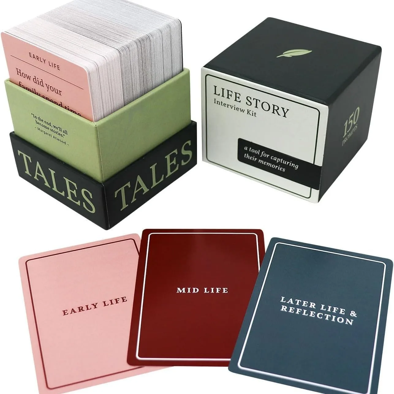 

Bview Art 150pcs Life Story Interview Kit Cards Conversation Starter Cards Family Storytelling Tool Meaningful Gift Keepsake