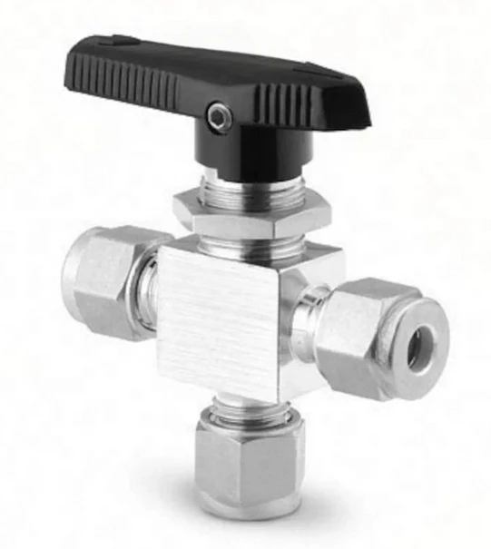 SS-41GXS1 Stainless Steel Tube 1-piece 40 Series Three-way Ball Valve 0.08Cv1/16in