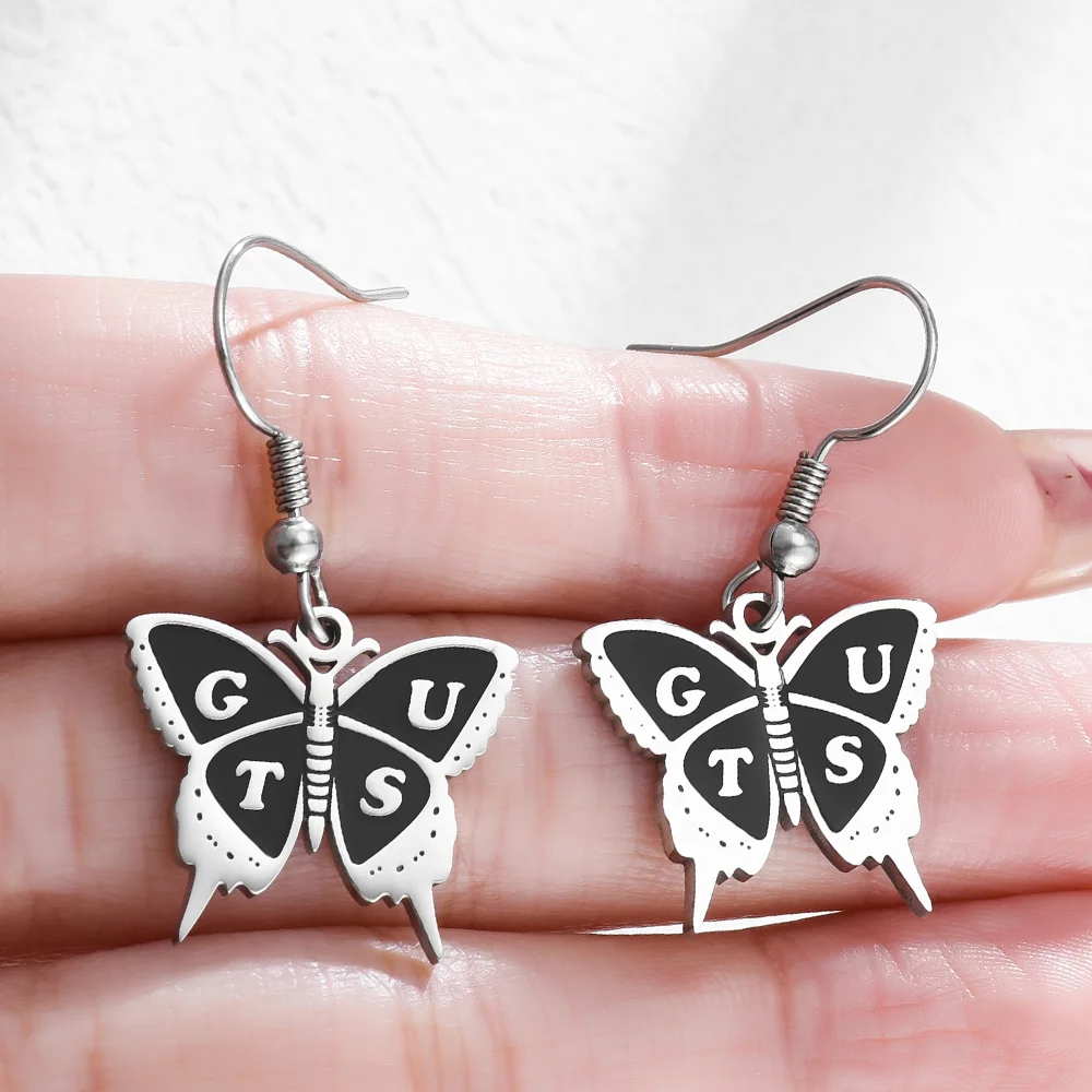 Dark Gothic Butterfly Drop Earring Retro Aesthetics Jewelry for Women Girls Dangle Earrings Jewelry Accessories Gifts